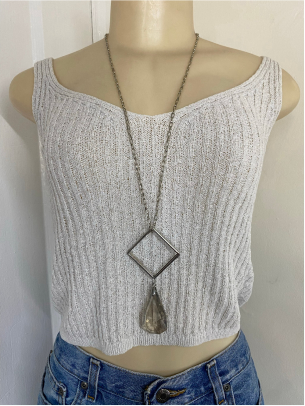 Silver crystal pendant necklace
